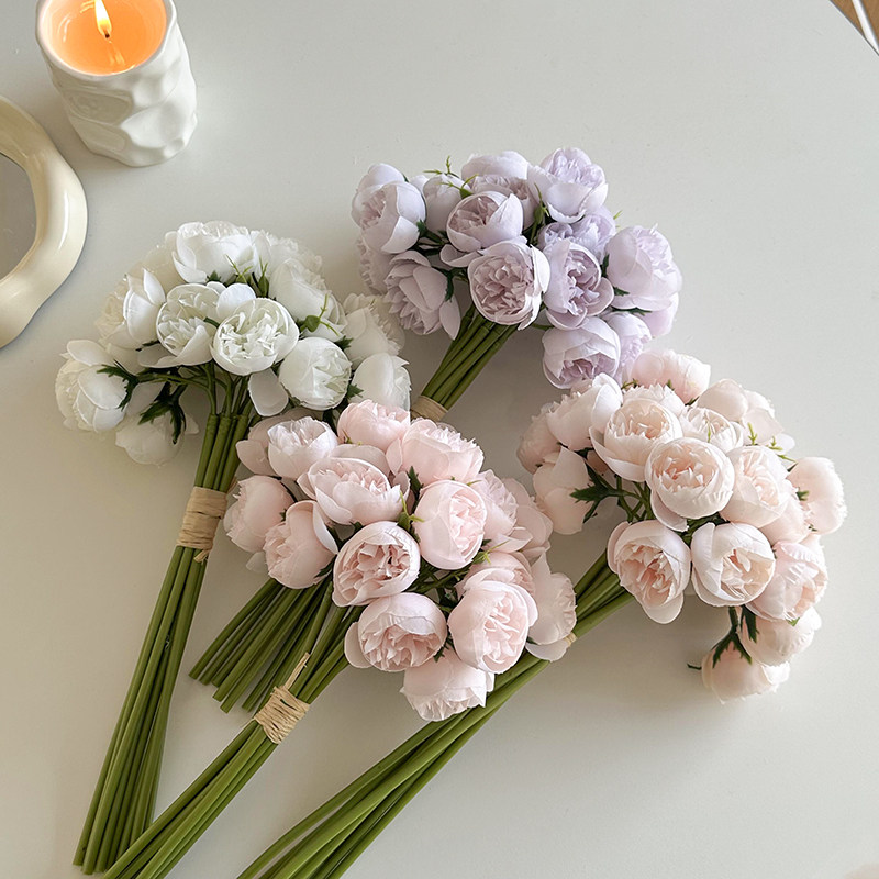 速发牡丹花假花室花客厅装饰花内件餐桌花摆设露莲花干摆花束轻奢