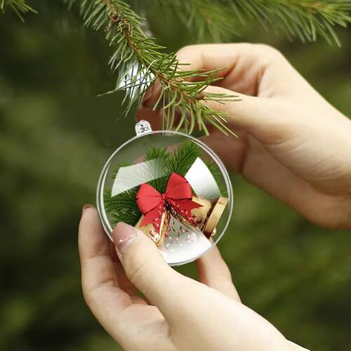 速发Cistmas Orats Bas  Fiable Bauble Plast Trasp