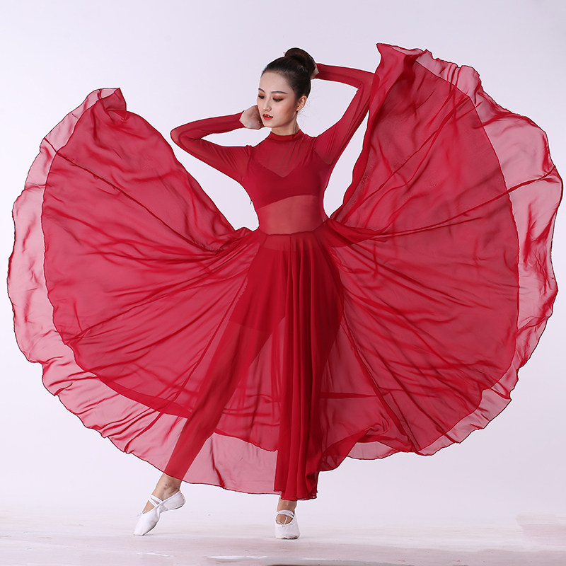 速发现代舞蹈服新款飘逸大裙摆群舞独舞表演服拍摄艺考服