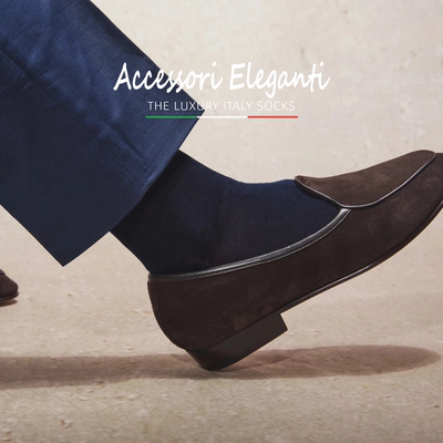 中筒男士黑蓝纯色商务正装绅士袜