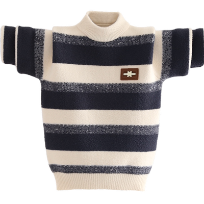 休闲冬季无男条纹针织衫