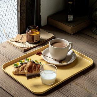 巷子尾〖高颜值〗长方形托盘家用放水杯茶盘塑料小麦秸秆水果餐盘