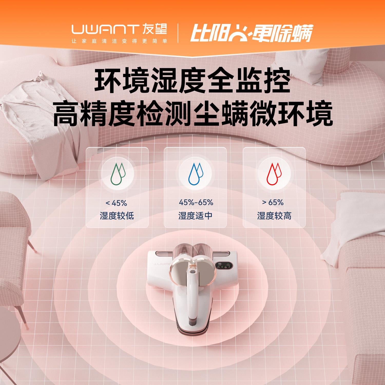 UWANT友望除螨仪无线除螨神器家用小型手持杀菌床上吸尘器m100pro