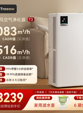 树新风T3空气净化器家用宠物数显除甲醛菌吸烟除异味净化机treeow