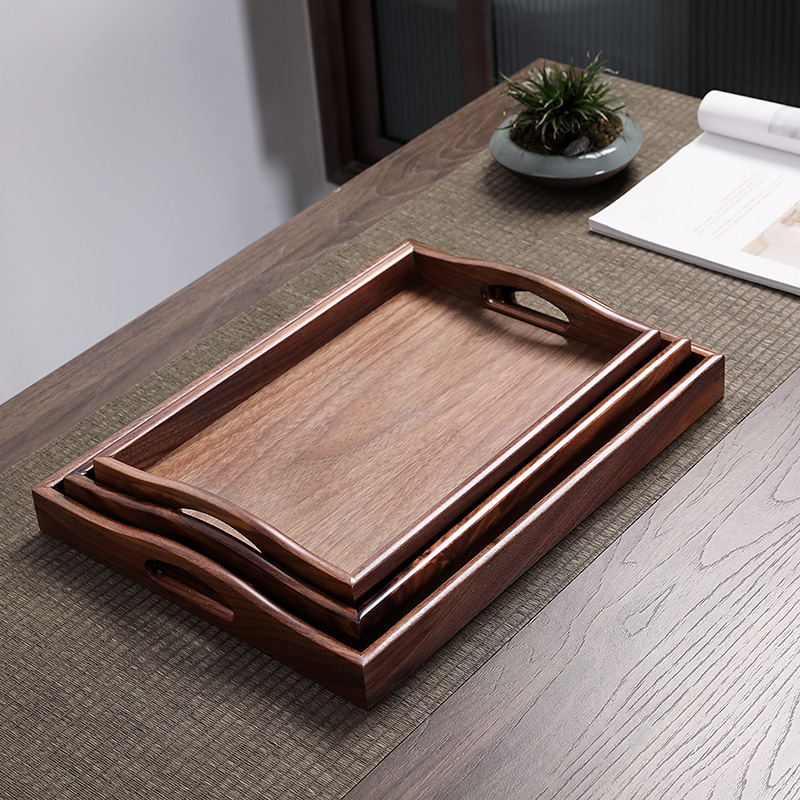 茶盘长方形胡桃木托盘日式
