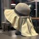 夏季 大檐条纹遮阳帽女户外出游防紫外线太阳帽防晒护颈披肩渔夫帽