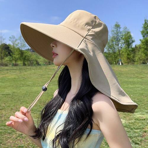 夏季防晒披肩一体遮阳渔夫采茶帽