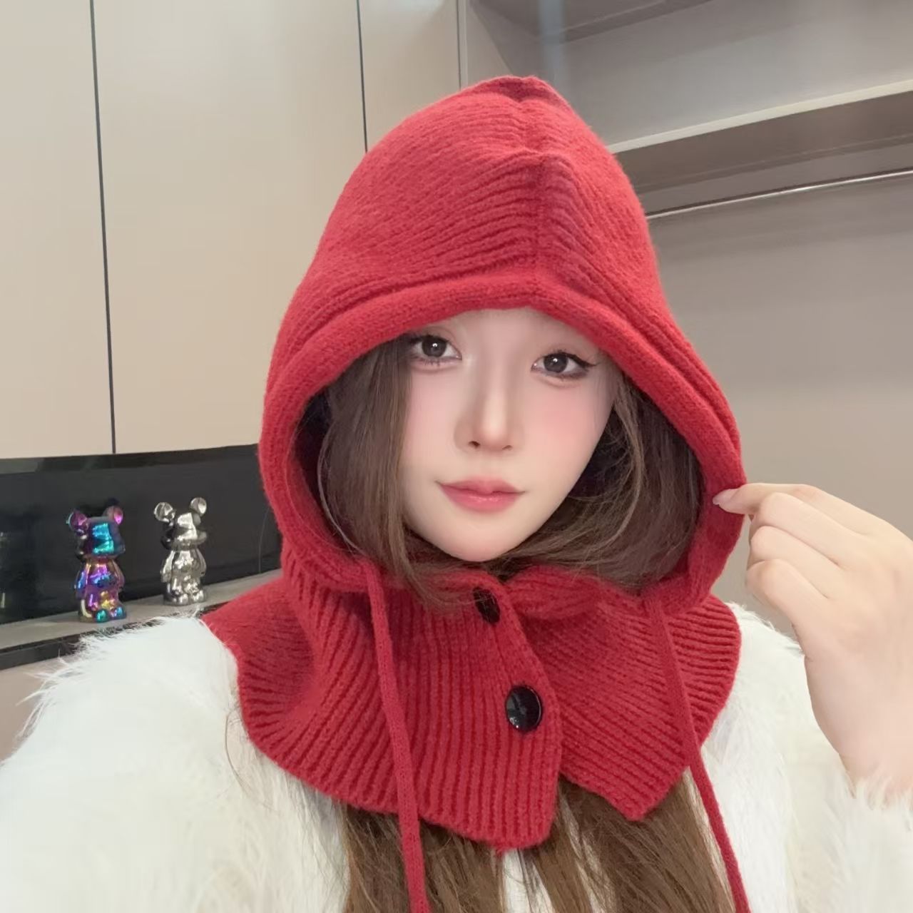 秋冬冬季新款韩版针织拉法保暖帽