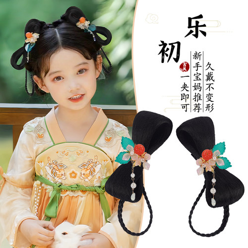儿童汉服假发包古风蝴蝶结假发