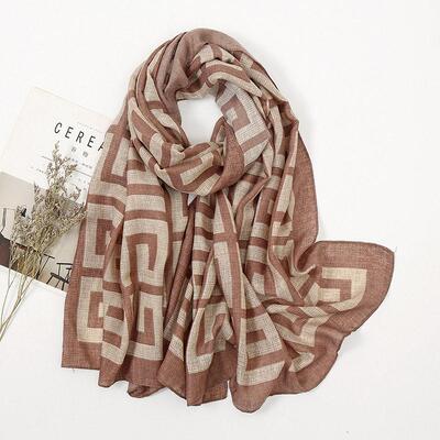 Geometric Cotton and Hemp Scarf Women