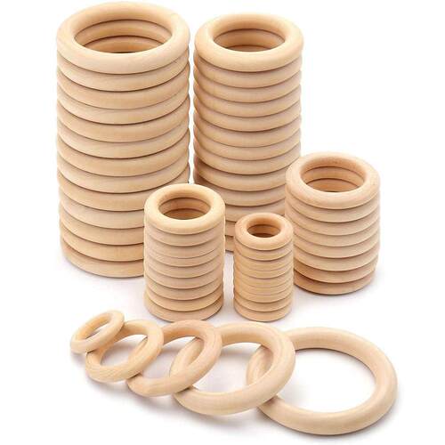 Unfinished Solid Wooden Rings 15-100MM Natural Wood Rings fo