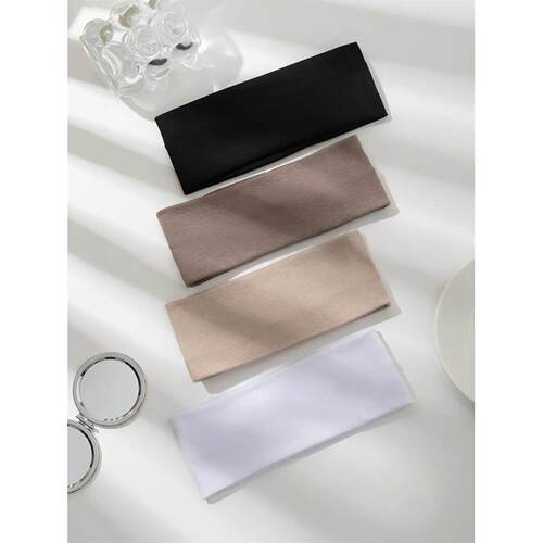 4Pcs/Set Fashion Wide Solid Color HairBands Soft Elastic Hea