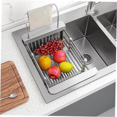 Kitchen Sink Drying Dish Rack Cup Holder Organizer Roll Stai