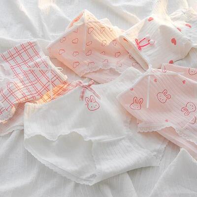 5Pcs/Set Soft Cotton Panties For Women Cute Girls Briefs Fem