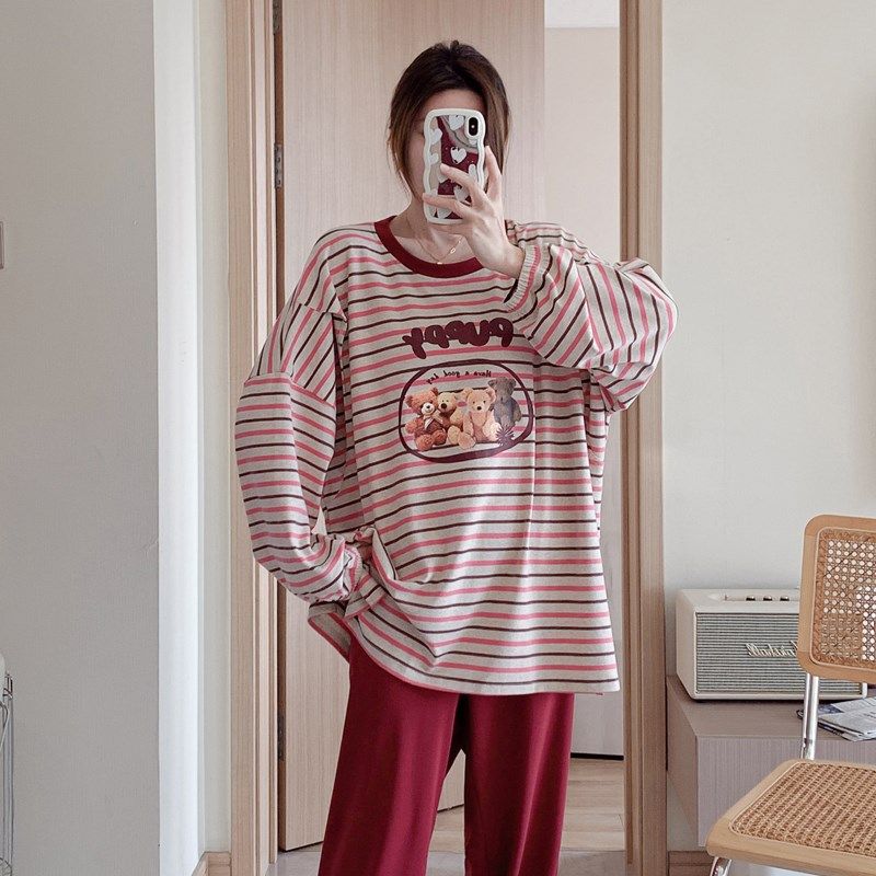 纯棉月子服春秋季产后大码200斤哺乳期喂奶孕妇睡衣待产出院怀孕
