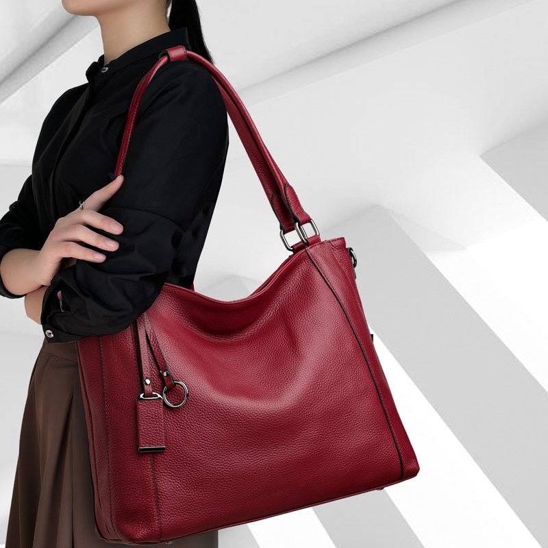 龙年过年包包女款大容量托特2024年流行的包包红色真皮单肩腋下包