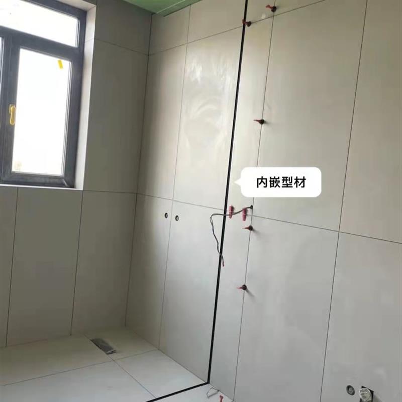 淋浴房玻璃包边嵌入铝合金暗装U槽电泳下沉型材卡槽浴室边条预埋