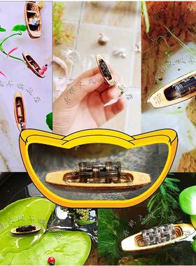 匠百匠下水漂浮木制微型小船迷你工艺品灯笼鱼缸手工船模小木船木