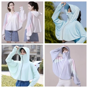 斗篷撞色防晒衣女夏薄款遮阳披肩罩衫户外防晒服冰丝短款骑行上衣
