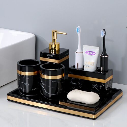 速发轻奢浴室用品洗生间情侣漱口杯牙套杯套件五件套卫漱刷装