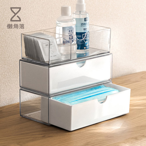 速发收纳盒家用玄存抽屉式透明整理盒一放性口鼻耳罩关次盒