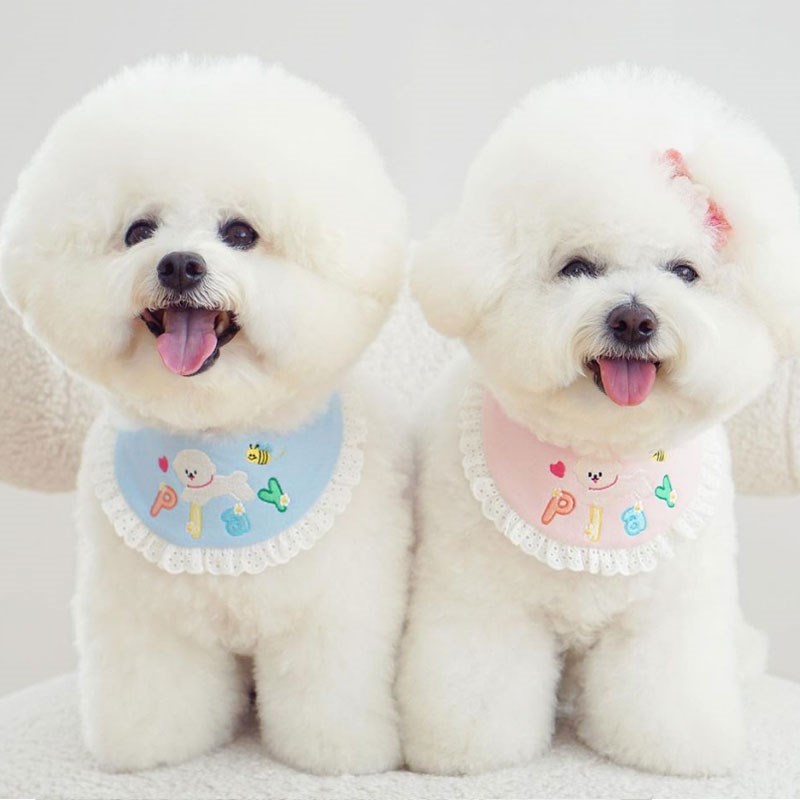 速发可爱蕾迪饰兜口水巾装围防脏颈圈比熊泰丝博美小型犬