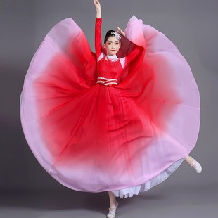 速发盛开舞演出服装 中舞歌伴舞大摆裙开场舞蹈 国蹈裙灯火里