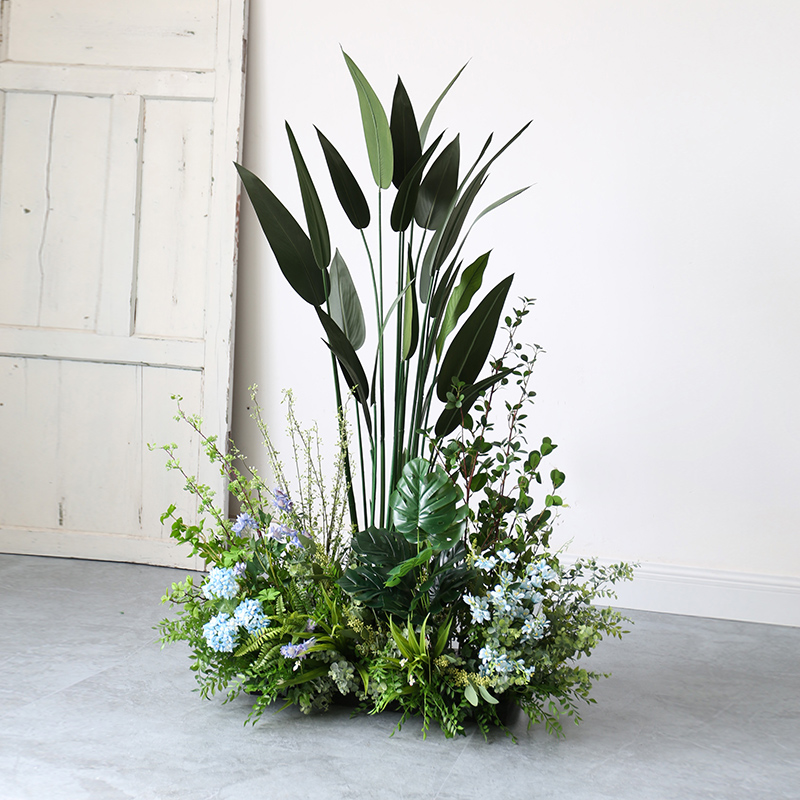 速发植地造景花艺成品室内绿植美布楼梯间橱窗化置落物假花草景观