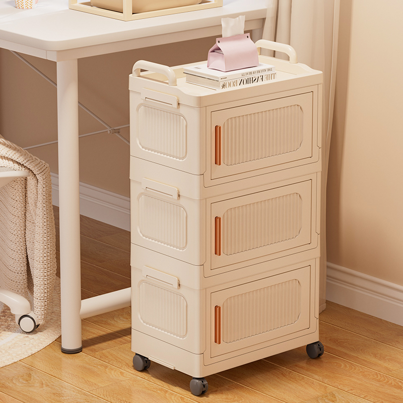 速发桌下收纳置物架可移动小推车收地免安装多层落纳桌边书架柜子