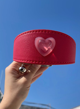 27Usr 桃心爱心红色皮革铃铛项圈高级感小众时髦辣妹choker项链