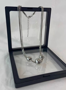 27Studio 银色钛钢圆球多层设计高级感日常项链百搭ins男女锁骨链