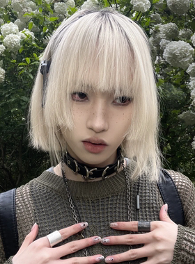 27Usr 欧美犬系朋克pu双层皮革圆环项圈项链choker男女颈圈锁骨链