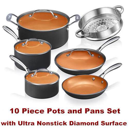 Ceramic Cookware Pots Pans Cooking Frying Saucepans Stock