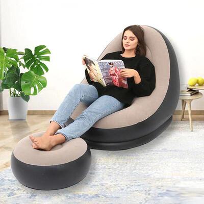 Inflatable Lazy Sofa Chair PVC Flocking Foldable Sofa With S