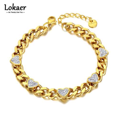 Lokaer Titanium Stainless Steel Chain Link Bracelets Trendy