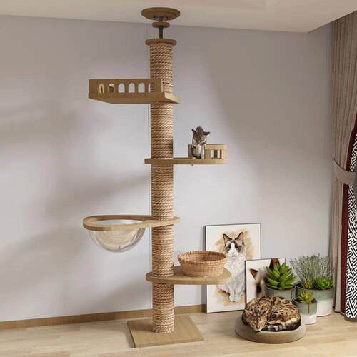 Cat Tree Floor To Ceiling Cat Tower with With Scratching Pos