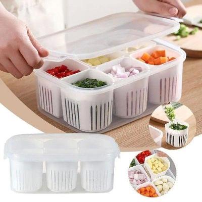 6 Grid Refrigerator Storage Box Fridge Organizer Food Box