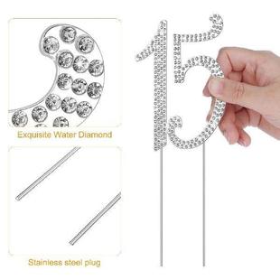 15 Anniversary Cake Topper Rhinestone Decorations Alloy
