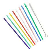 Swirl Plastic Straws 24cm 5Pcs Hard Reusable Long Shiny