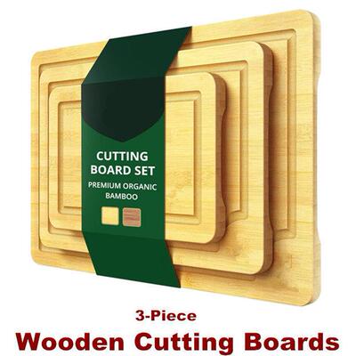 Wooden Cutting Boards Bamboo Wood Serving Board Set Kitchen