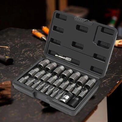 27Pcs Easy Out Bolt Extractor Set Repair with Storage Box