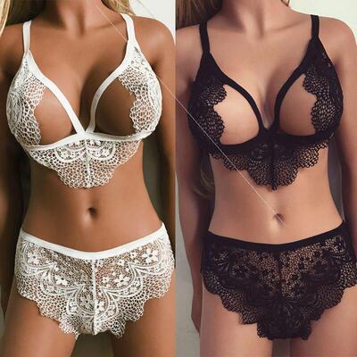 Erotic underwear, sexy three-point underwear, split lace