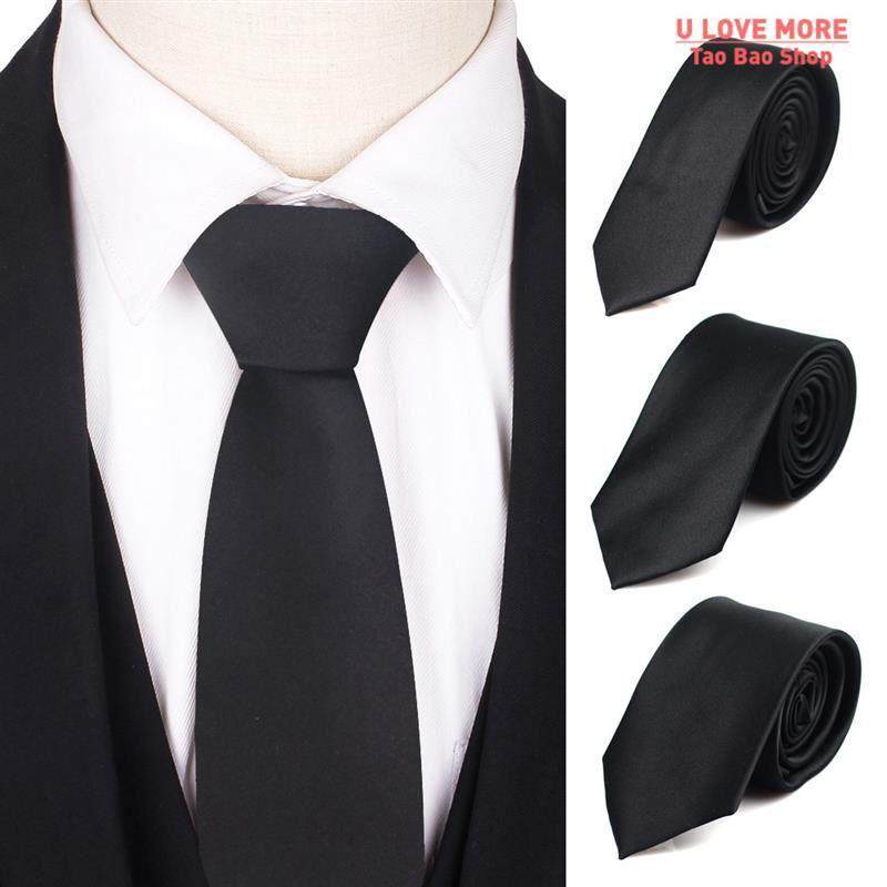Black Neck Ties For Men Women Casual Suits Solid Tie Gravata
