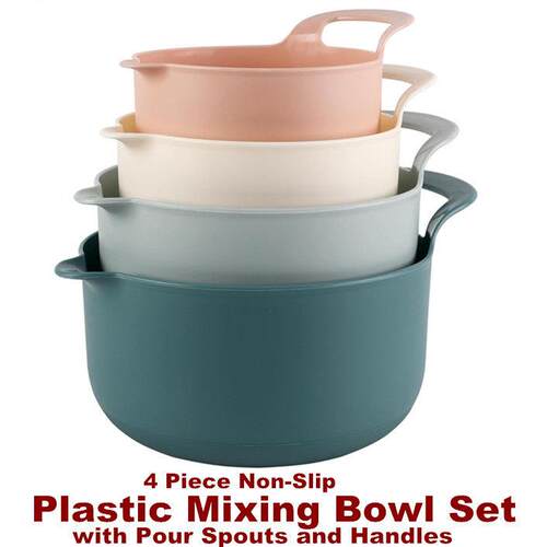 Nesting Plastic Mixing Bowl Non-Slip Pour Spouts and Handles