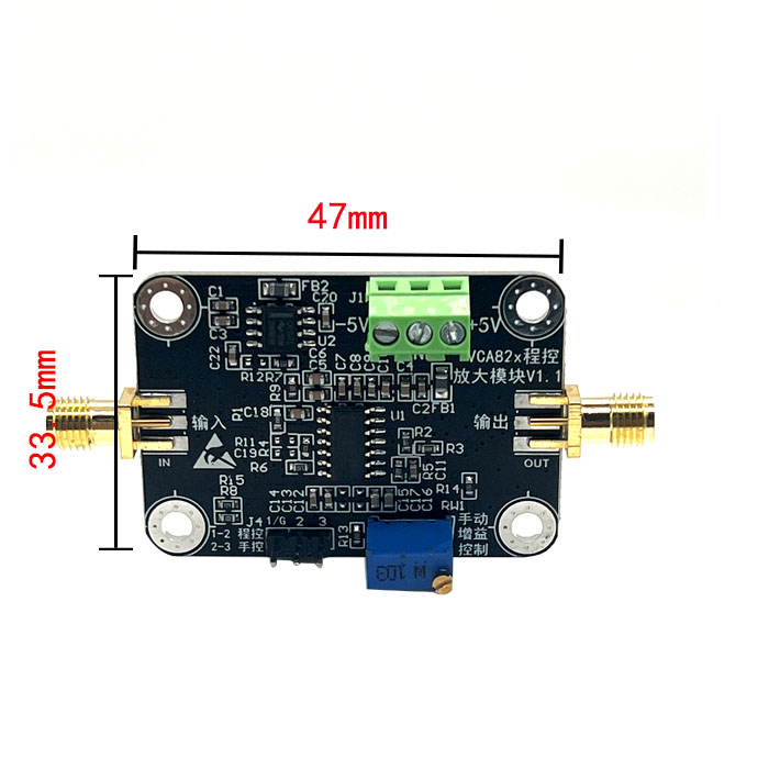 VCA821程控放大器模块VCAVGA0dB~40dB线性增益可手动/自动调节