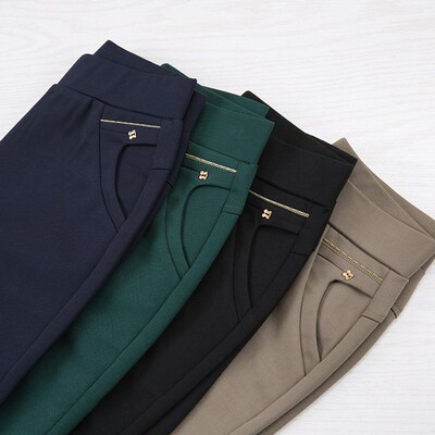 8186春季中老年女装打底裤外穿高腰中年大码弹力小脚裤妈妈装长裤