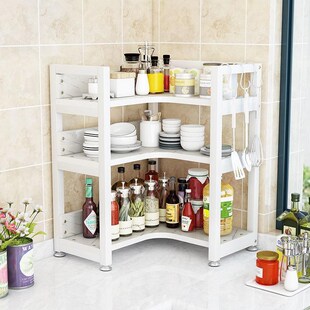 材料置物架厨房架子置物架调料收纳架转角架家用多功能落地免打孔