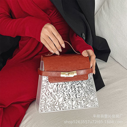 手提小方包包女2025新款潮时尚亮片凯莉包韩国小众手提高级感包
