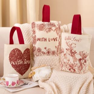 结婚爱心ins简洁可爱伴手礼喜糖手拎帆布包日常通勤便携喜铺批发