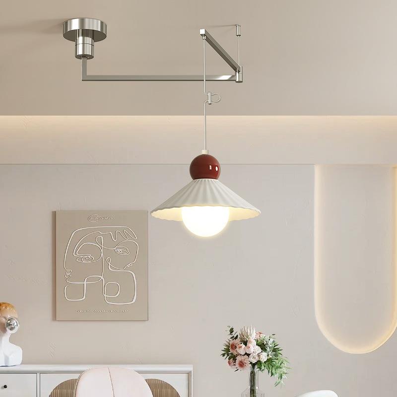 摇臂陶瓷餐厅吊灯现代简约餐桌灯奶油风可移位全光谱饭厅吧台灯